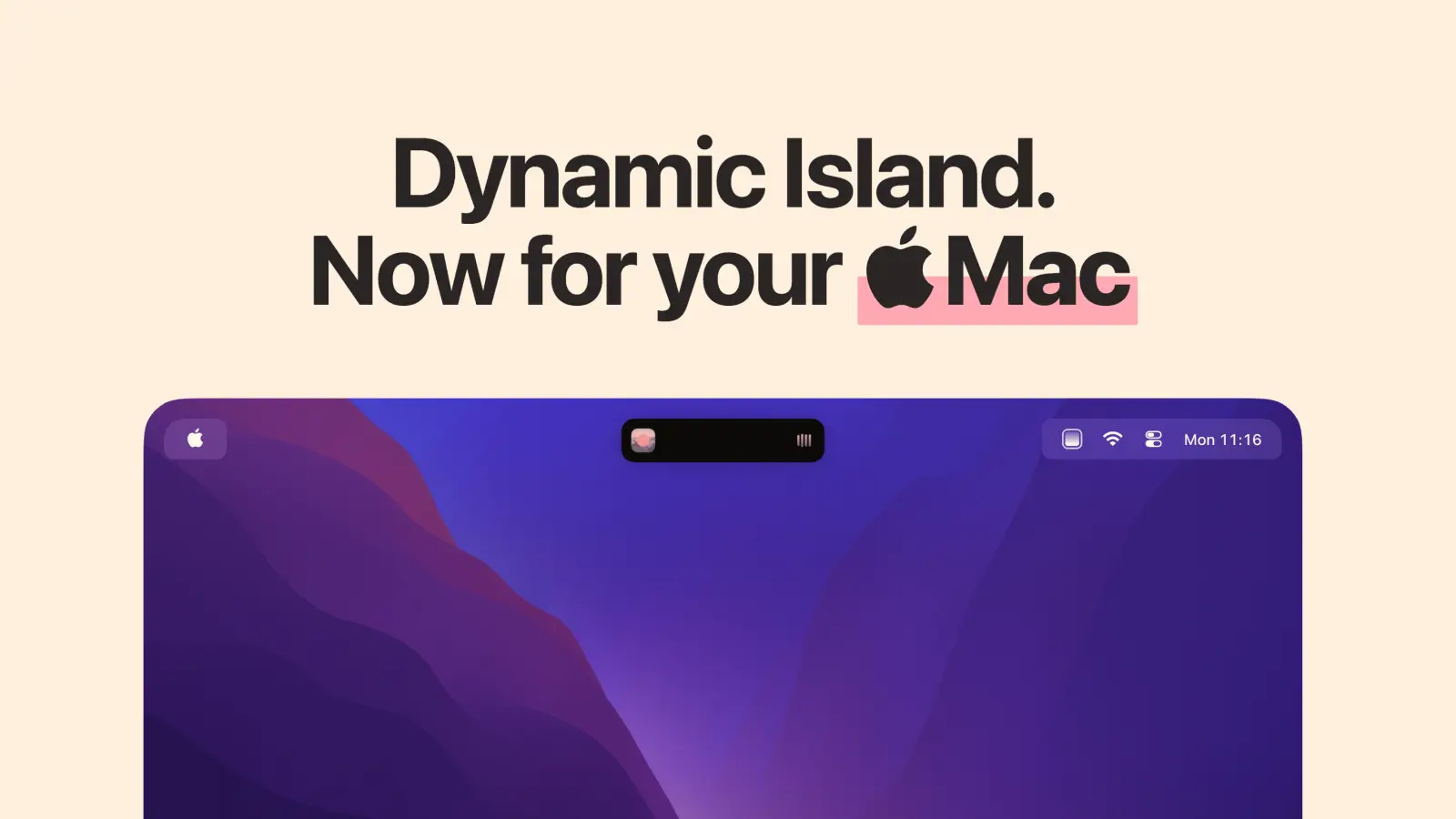 Alcove Dynamic Island interface in the MacBook notch.